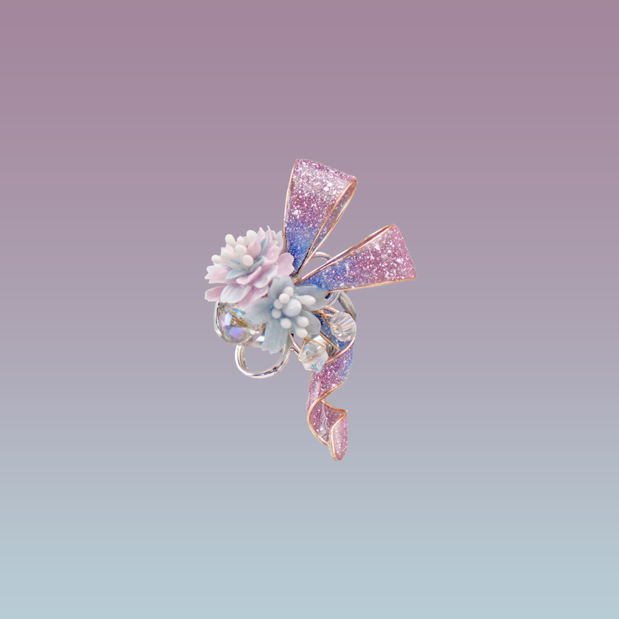 Evanescent Sakura Handmade Resin Bow Ring