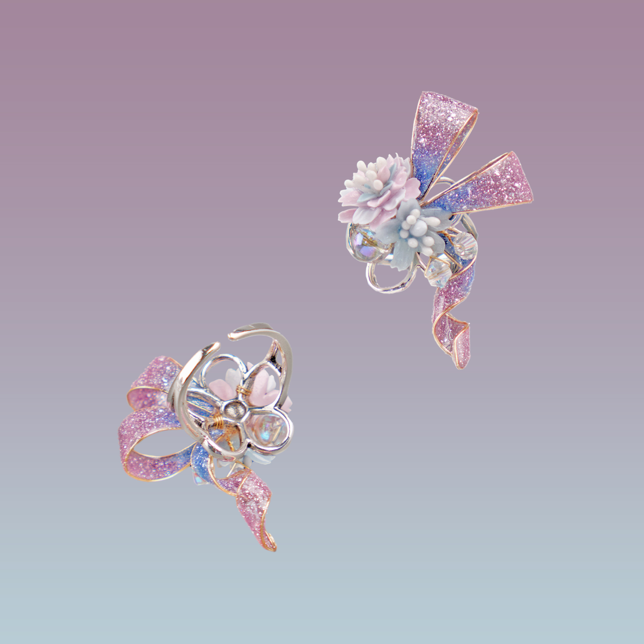 Evanescent Sakura Handmade Resin Bow Ring