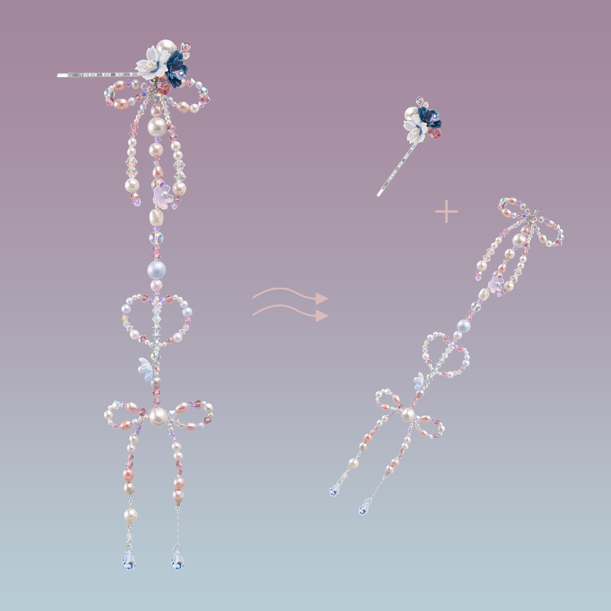 Sakura Tears Beaded Bow Bobby Pin