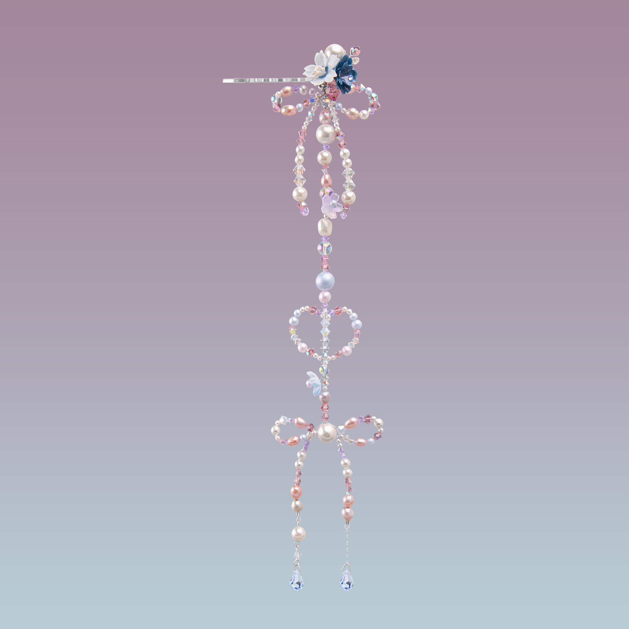 Sakura Tears Beaded Bow Bobby Pin