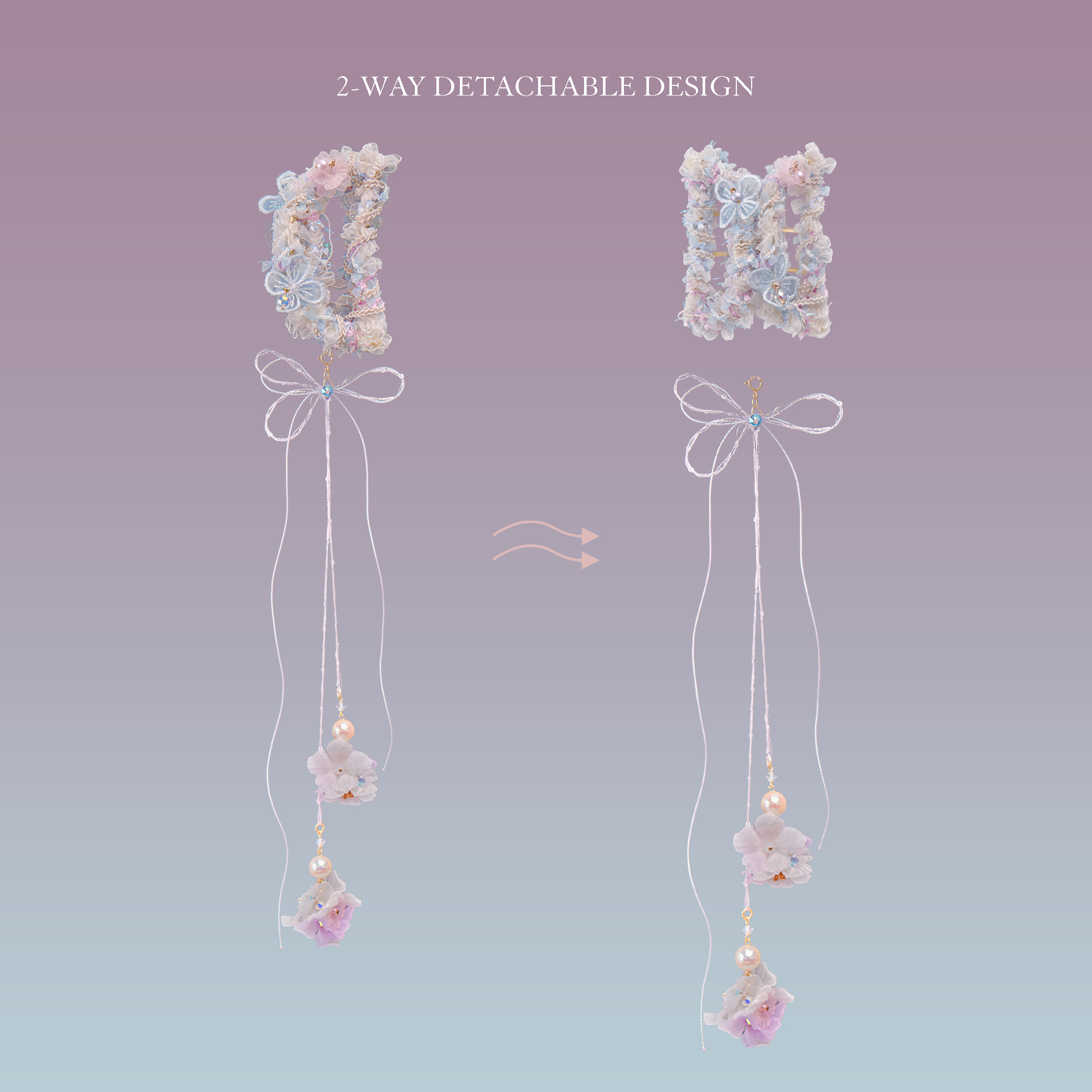 Breezy Confetti Yarn Claw Clip with Detachable Dangle