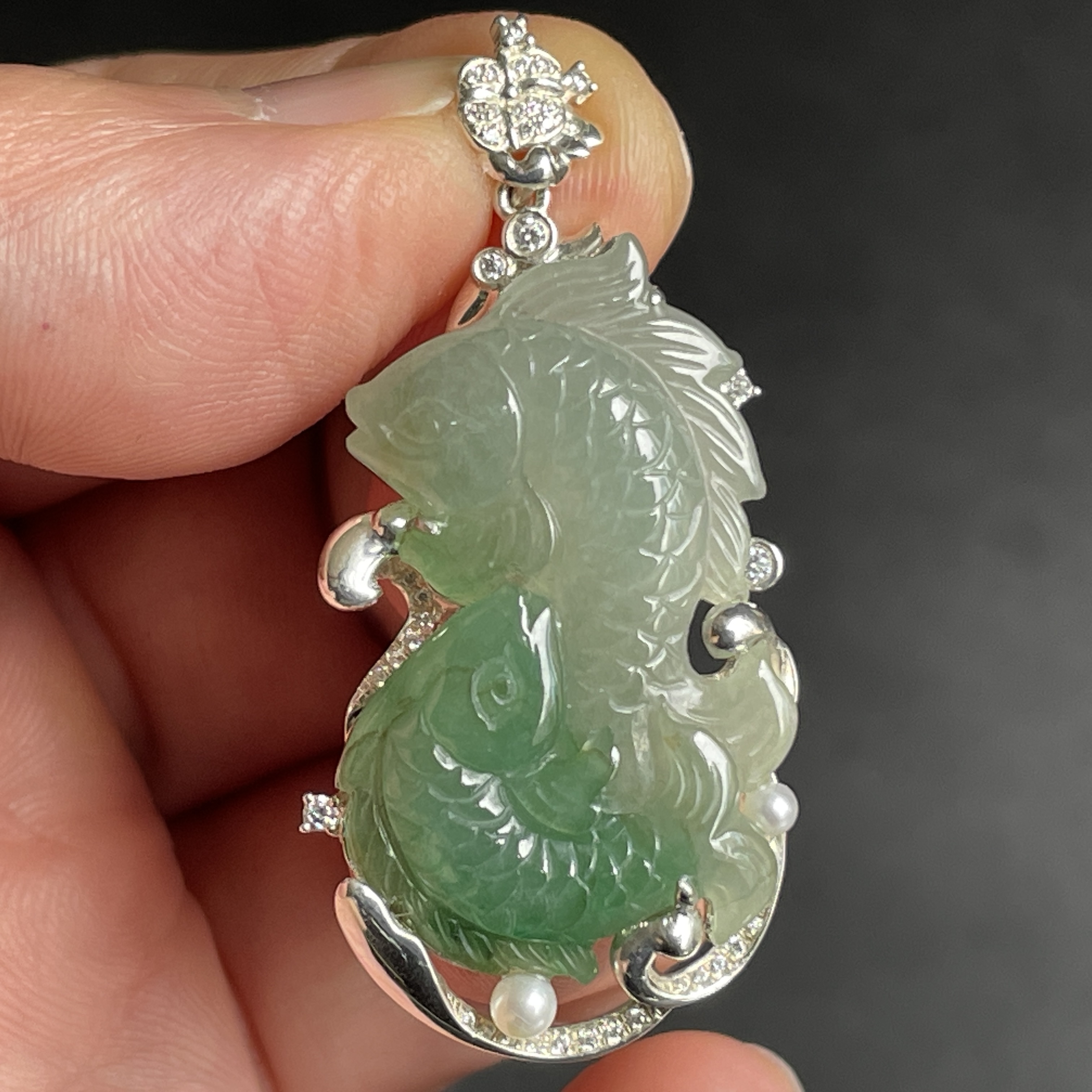 翡翠雙魚獻瑞藏福納吉祥意綿長,天然翡翠A玉, 緬甸玉, Jade, Jadeite