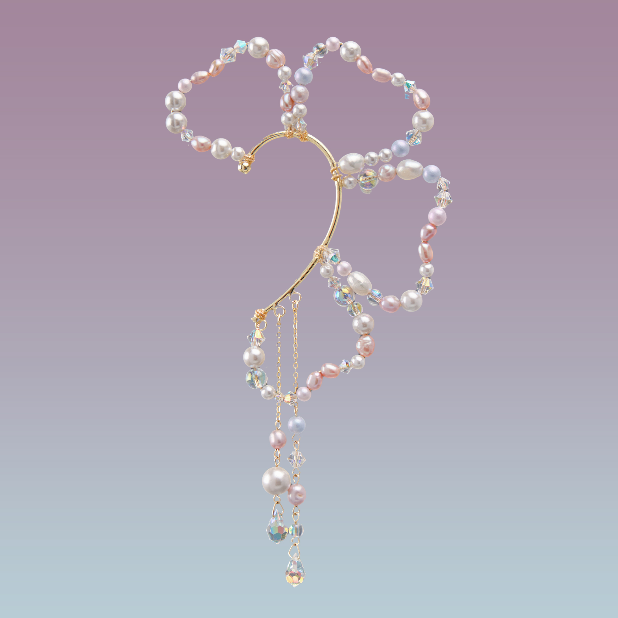 Floating Petal Pearl Ear Cuff