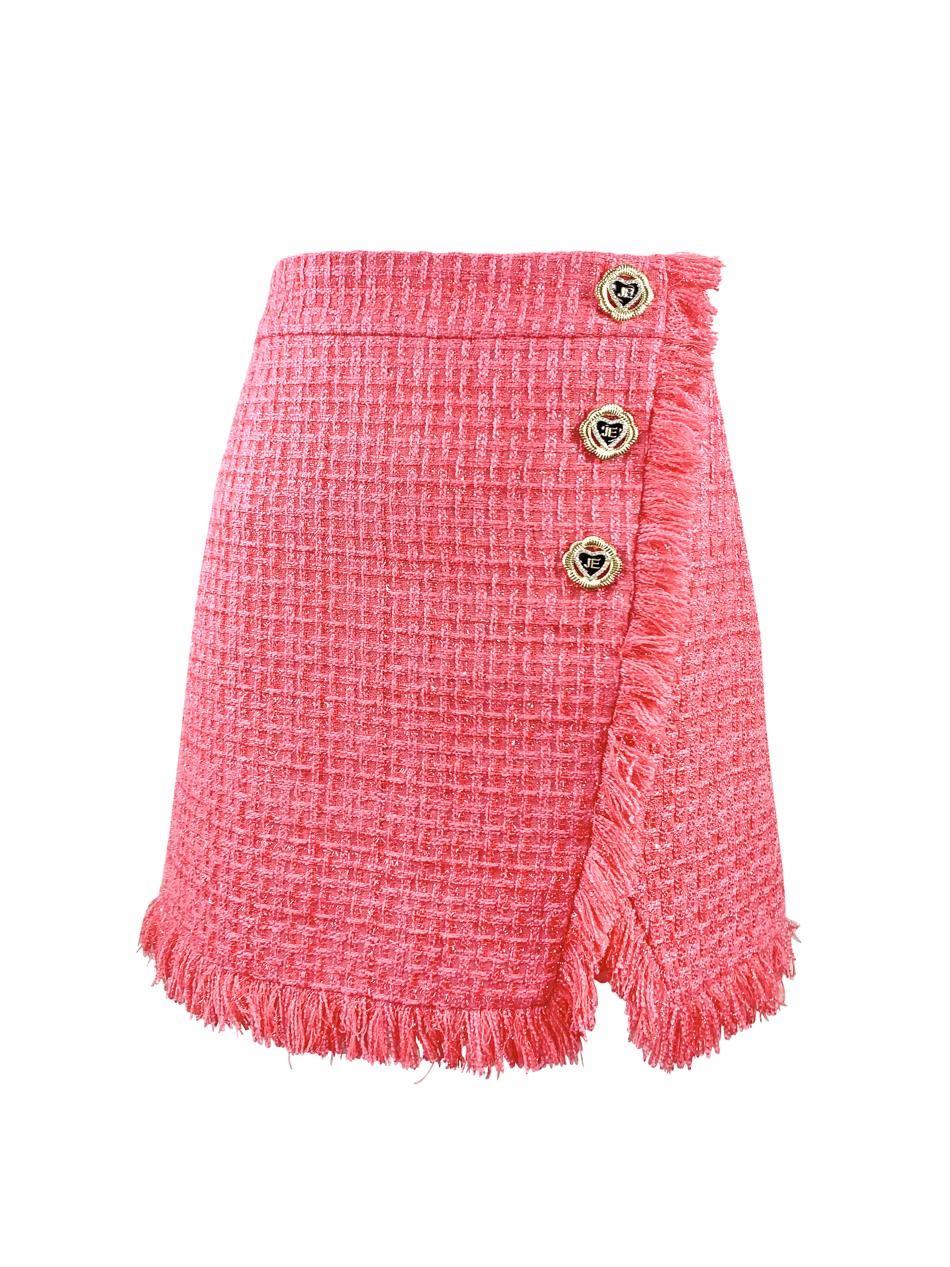 BB1PA001C1 法式粉調粗花呢流蘇短裙