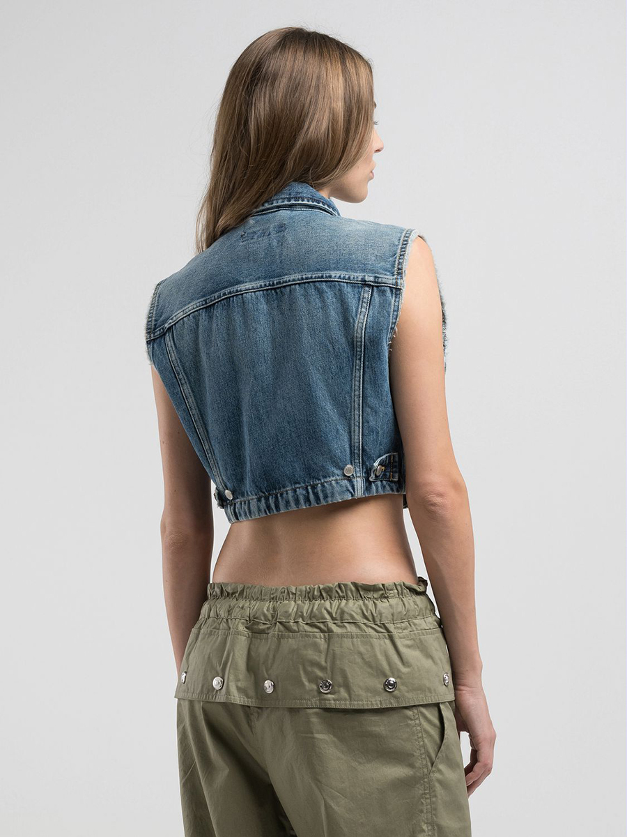 9ZERO1短版抽鬚丹寧牛仔背心