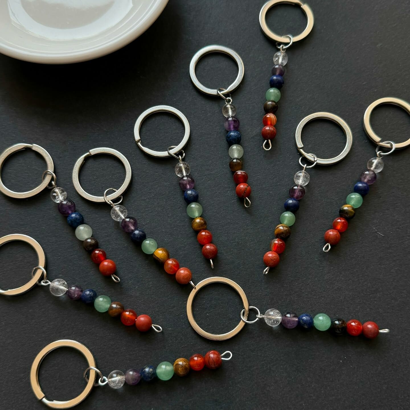 [原石] 七脈輪水晶鑰匙圈 半成品