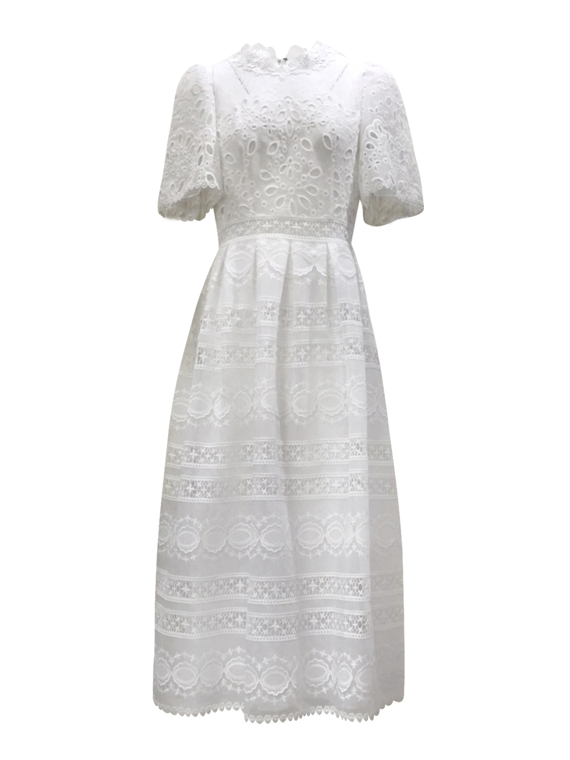 BB1EA069E1 花瓣肌理蕾絲中長洋裝