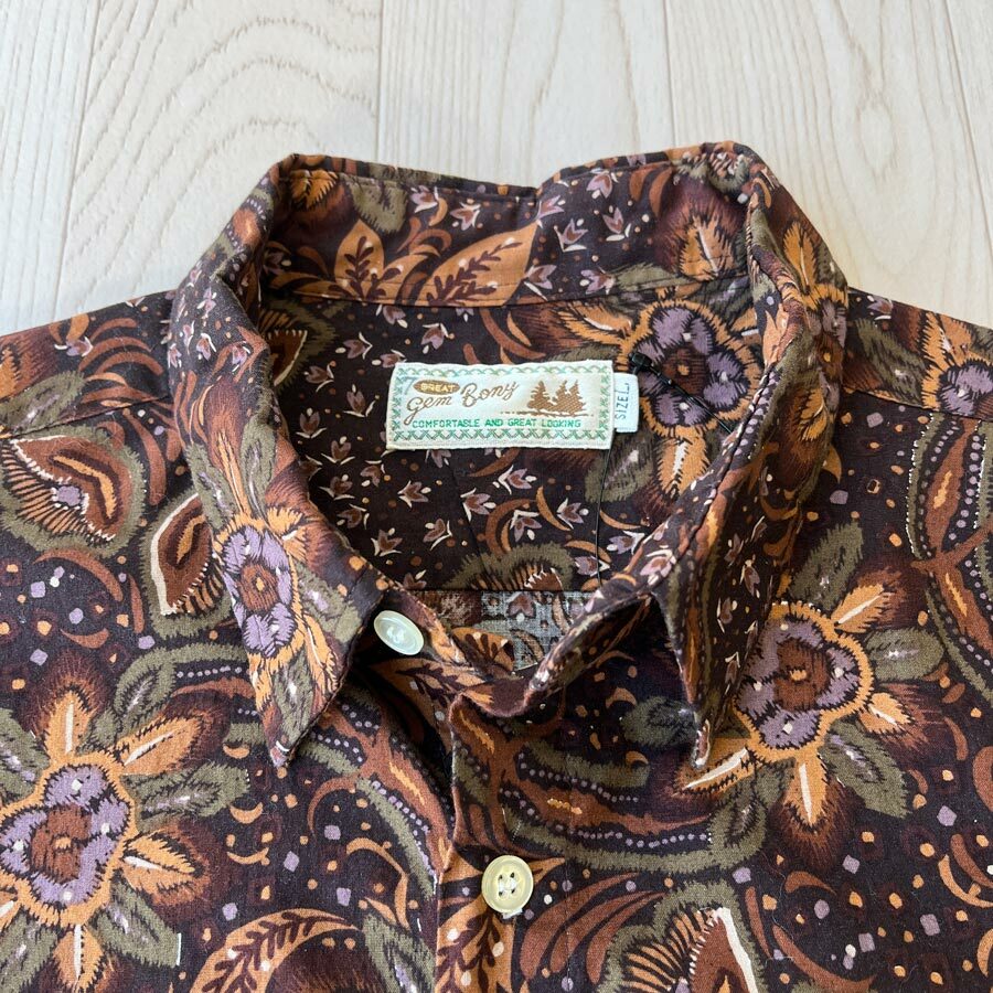 Gem Bony啡色大花綿質襯衣