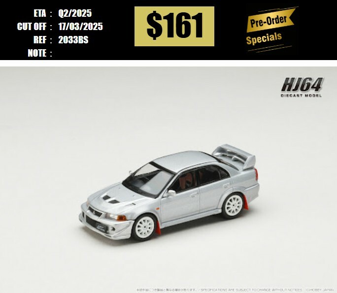 PO-$161 * HOBBY JAPAN * 1:64 MITSUBISHI LANCER GSR EVOLUTION VI (T.M.E.) SILVER HJ642033BS [OD12/03]