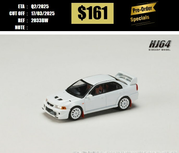 PO-$161 * HOBBY JAPAN * 1:64 MITSUBISHI LANCER GSR EVOLUTION VI (T.M.E.) WHITE HJ642033BW [OD12/03]
