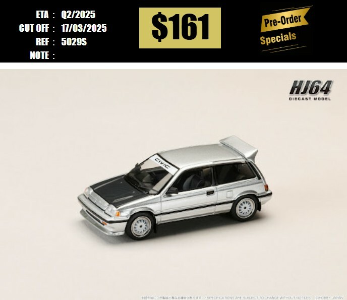 PO-$161 * HOBBY JAPAN * 1:64 HONDA CIVIC SI AT HATCHBACK LATE VERSION JDM STREET RACER SILVER HJ645029S [OD12/03]