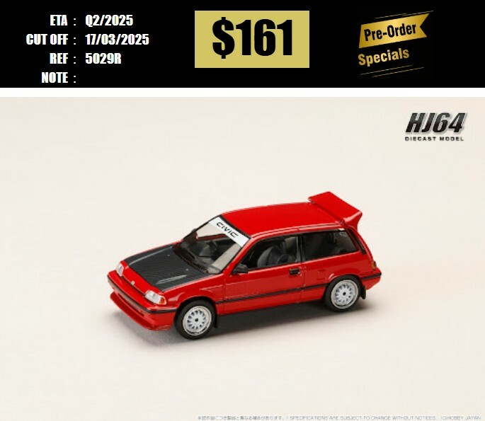 PO-$161 * HOBBY JAPAN * 1:64 HONDA CIVIC SI AT HATCHBACK LATE VERSION JDM STREET RACER RED HJ645029R [OD12/03]