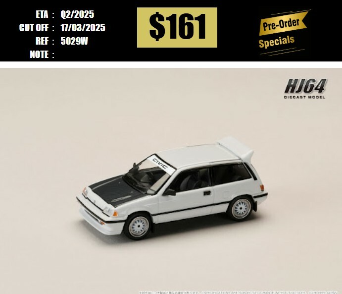PO-$161 * HOBBY JAPAN * 1:64 HONDA CIVIC SI AT HATCHBACK LATE VERSION JDM STREET RACER WHITE HJ645029W [OD12/03]