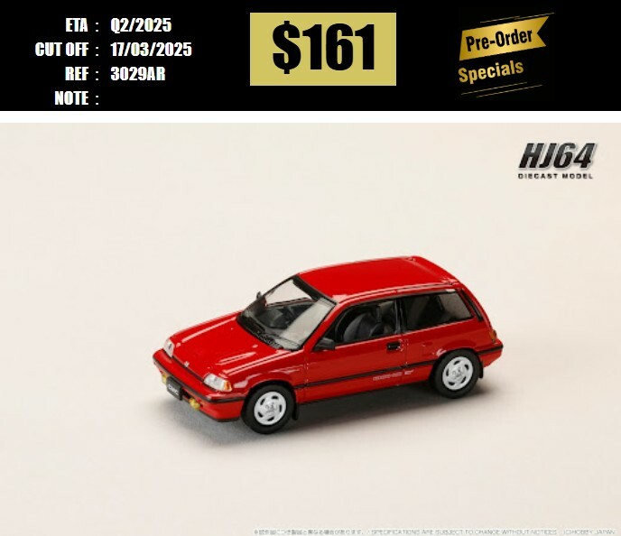 PO-$161 * HOBBY JAPAN * 1:64 HONDA CIVIC SI AT HATCHBACK LATE VERSION GENUINE OPTION PARTS RED HJ643029AR [OD12/03]