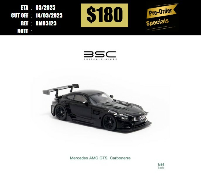 PO-$180 * RHINO MODEL * 1:64 AMG GT C190 CARBONERRE PLAIN BLACK [OD12/03]
