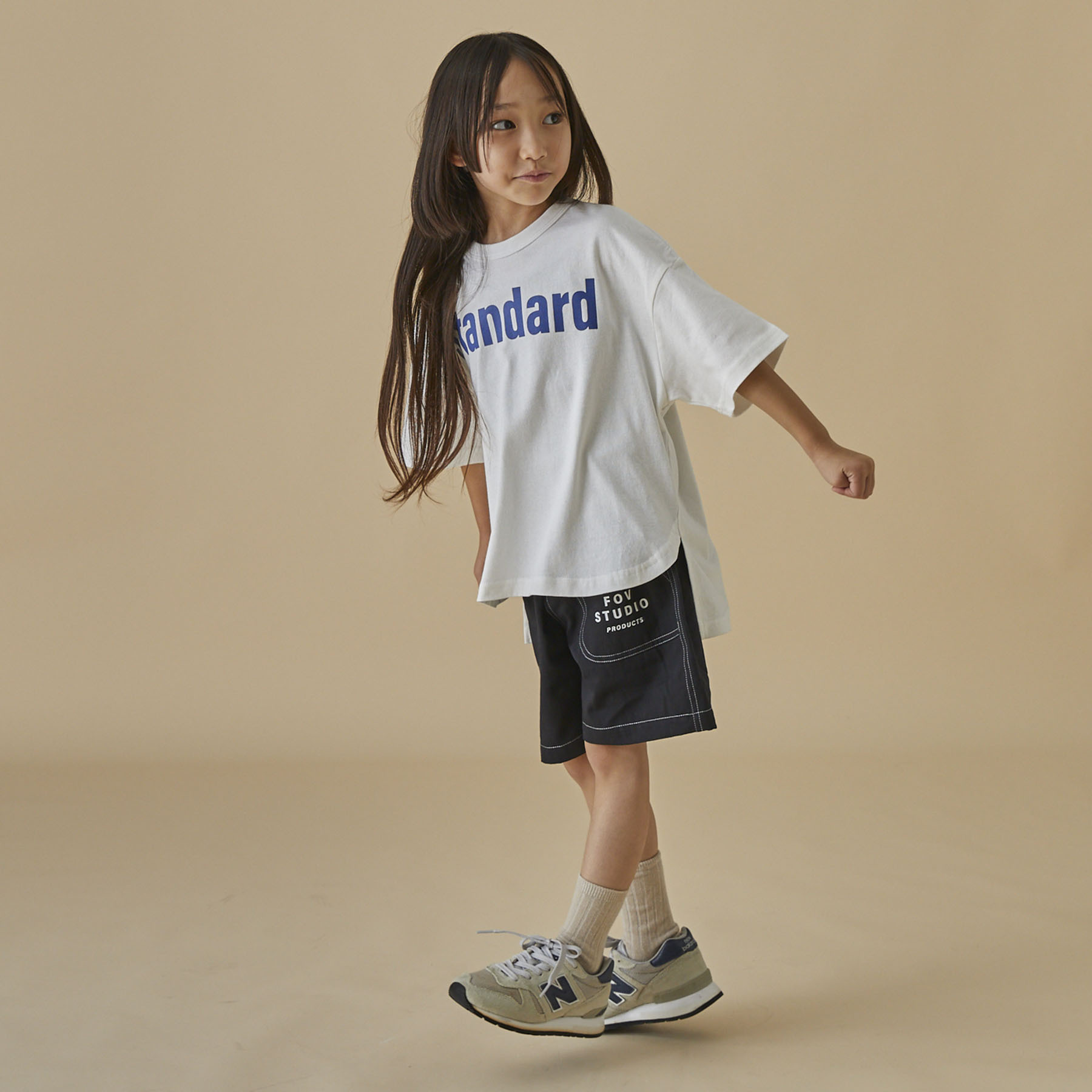 日本 FOV - Standard 天竺棉 前後層次 五分袖上衣 (白色，130-140)  605408