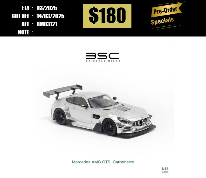 PO-$180 * RHINO MODEL * 1:64 AMG GT C190 CARBONERRE PLAIN SILVER [OD12/03]