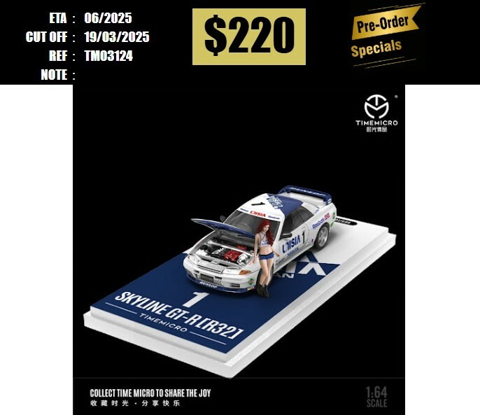 PO-$220 * TIME MICRO * 1:64 NISSAN SKYLINE GT-R R32 UNISIA #1 W/FIGURE [OD12/03]