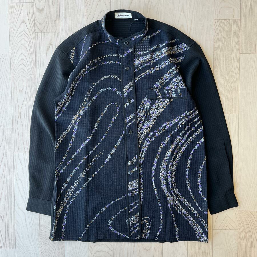 Bonton日本製黑色碎花襯衣