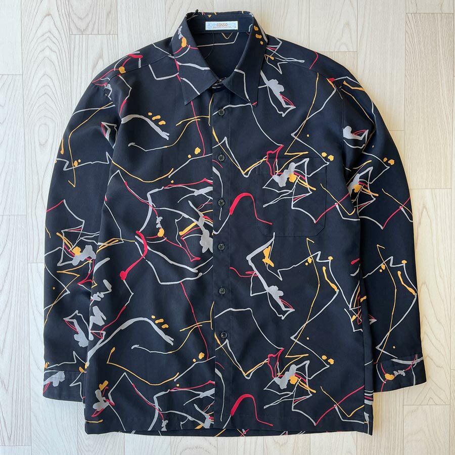 COSSO日本製黑色塗鴉襯衣