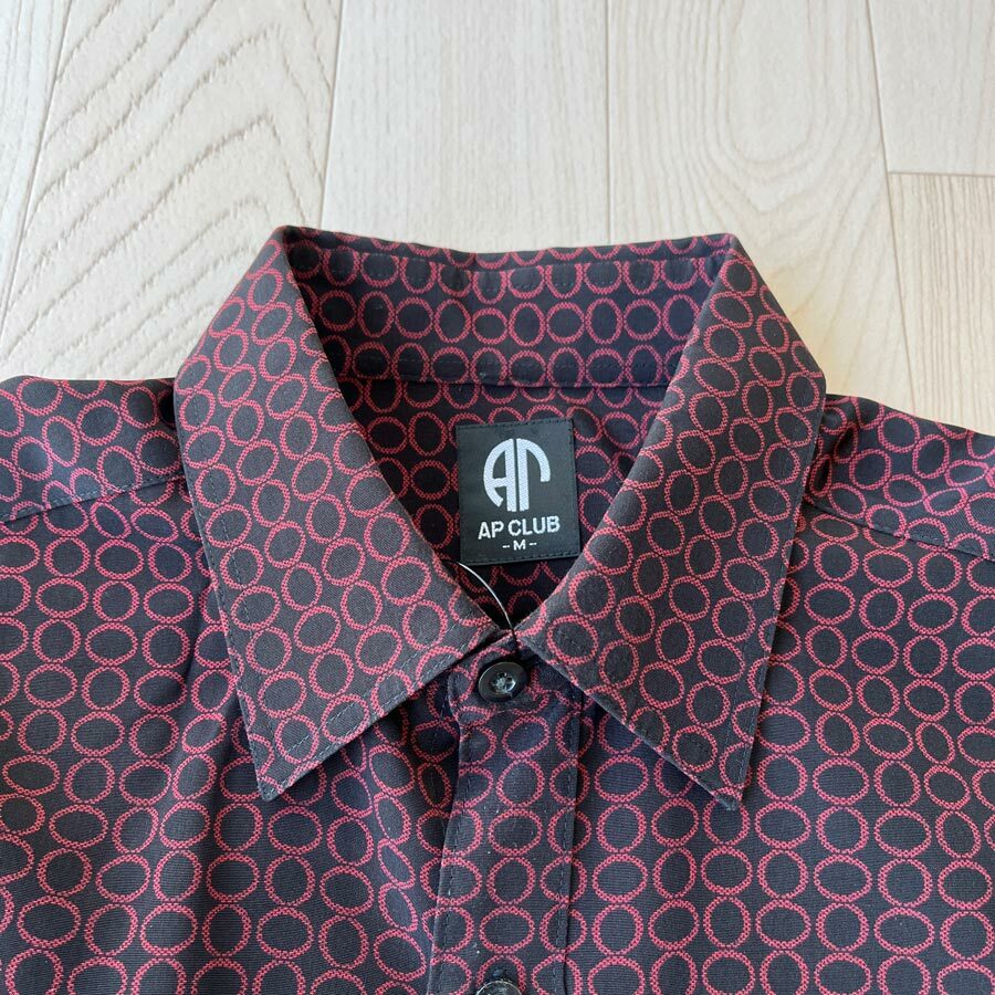 AP Club黑色配酒紅色圓形圖案襯衣