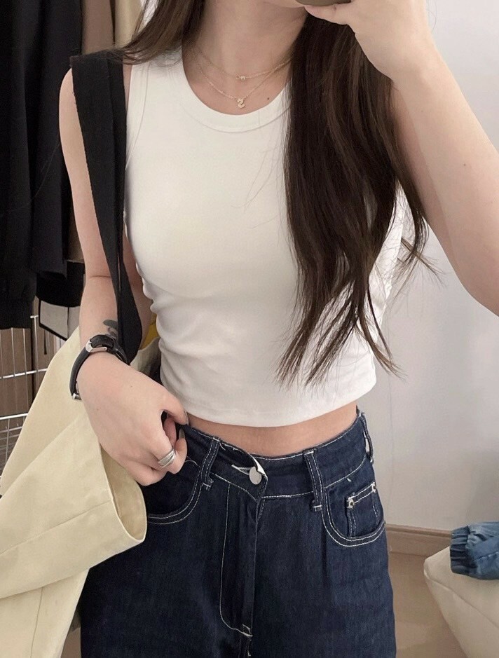 滾邊羅紋棉罩杯背心