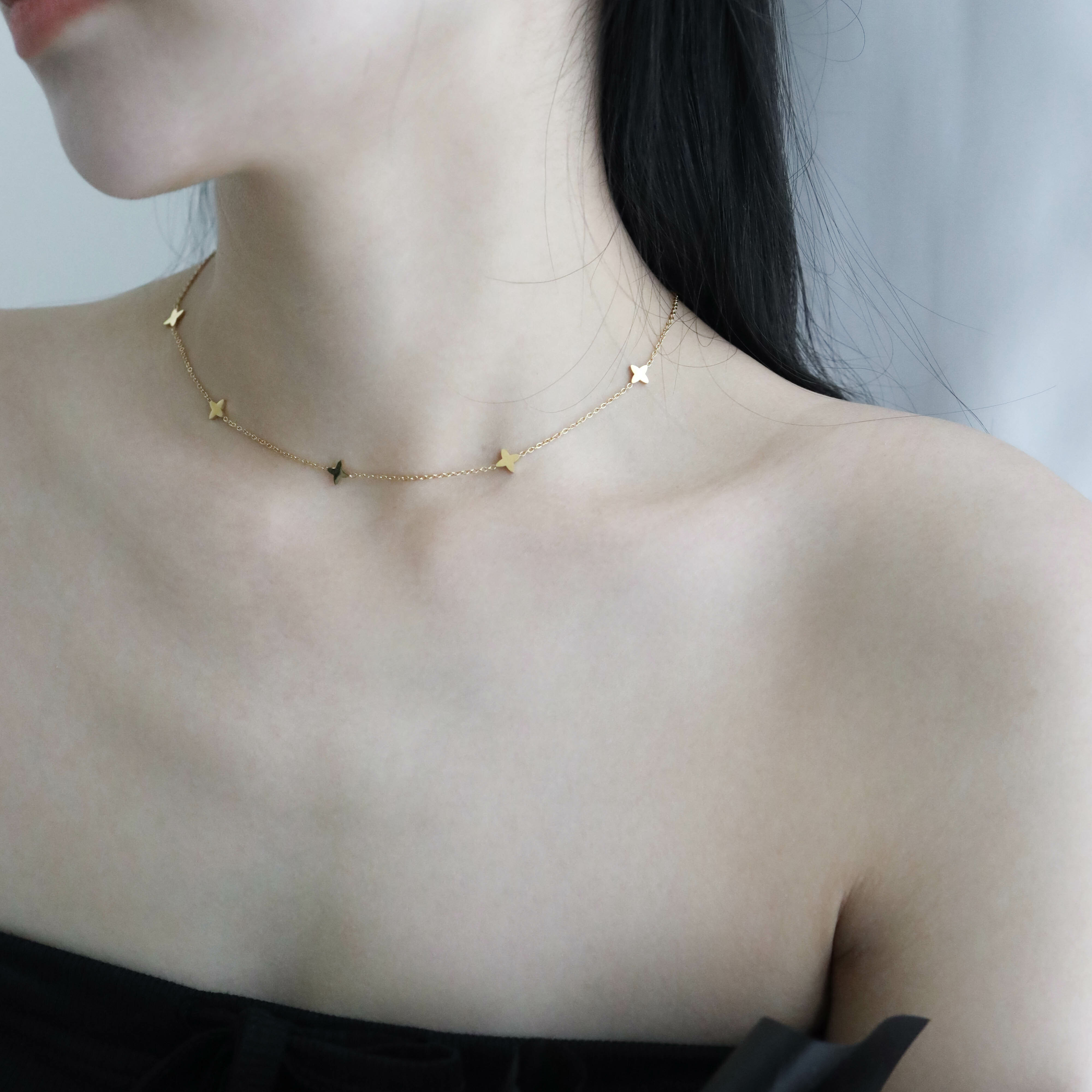 不怕水金色星星片項鍊