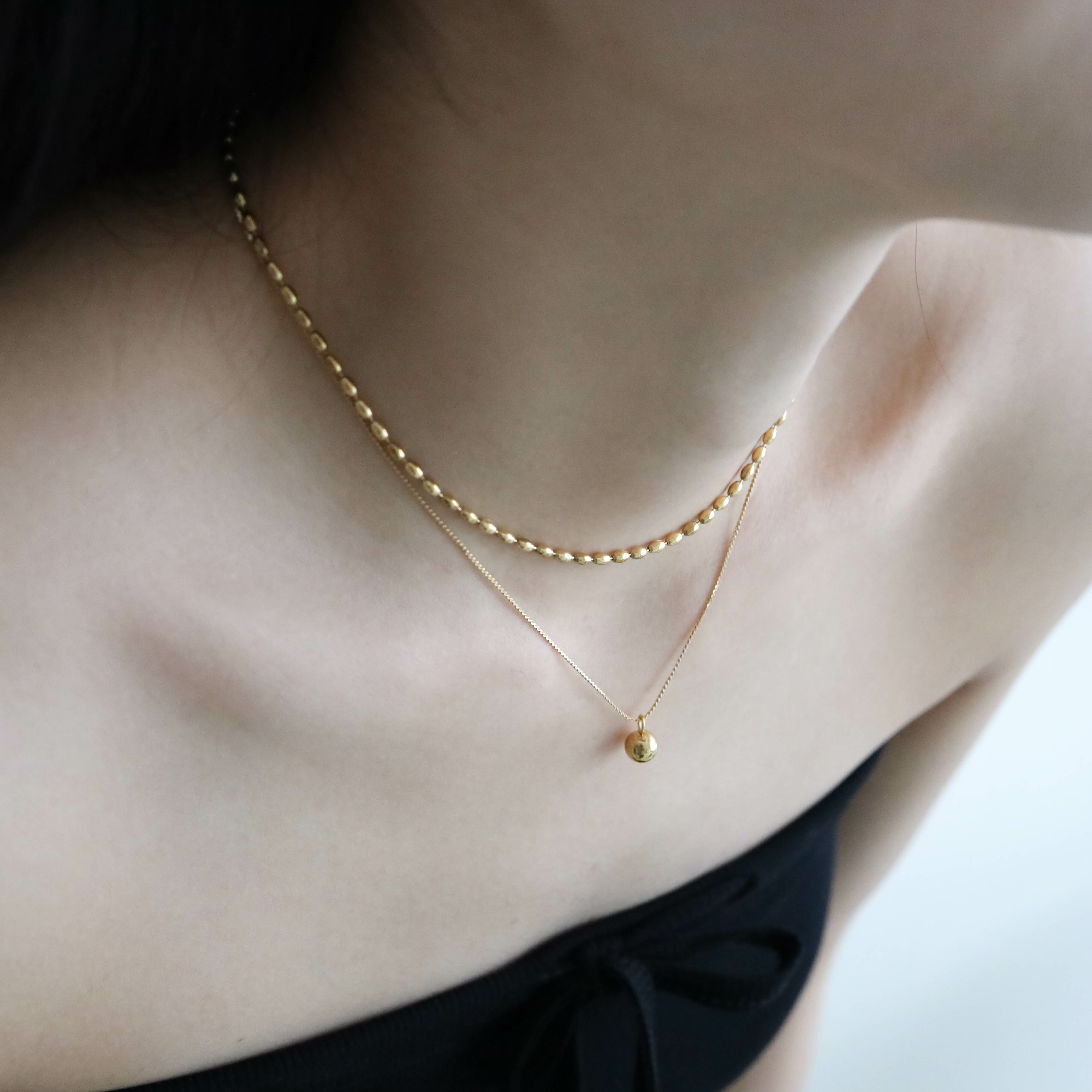 不怕水金球雙線豆豆串項鍊