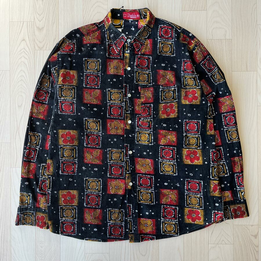 Dabla 4U黑色燈芯絨格紋花襯衣