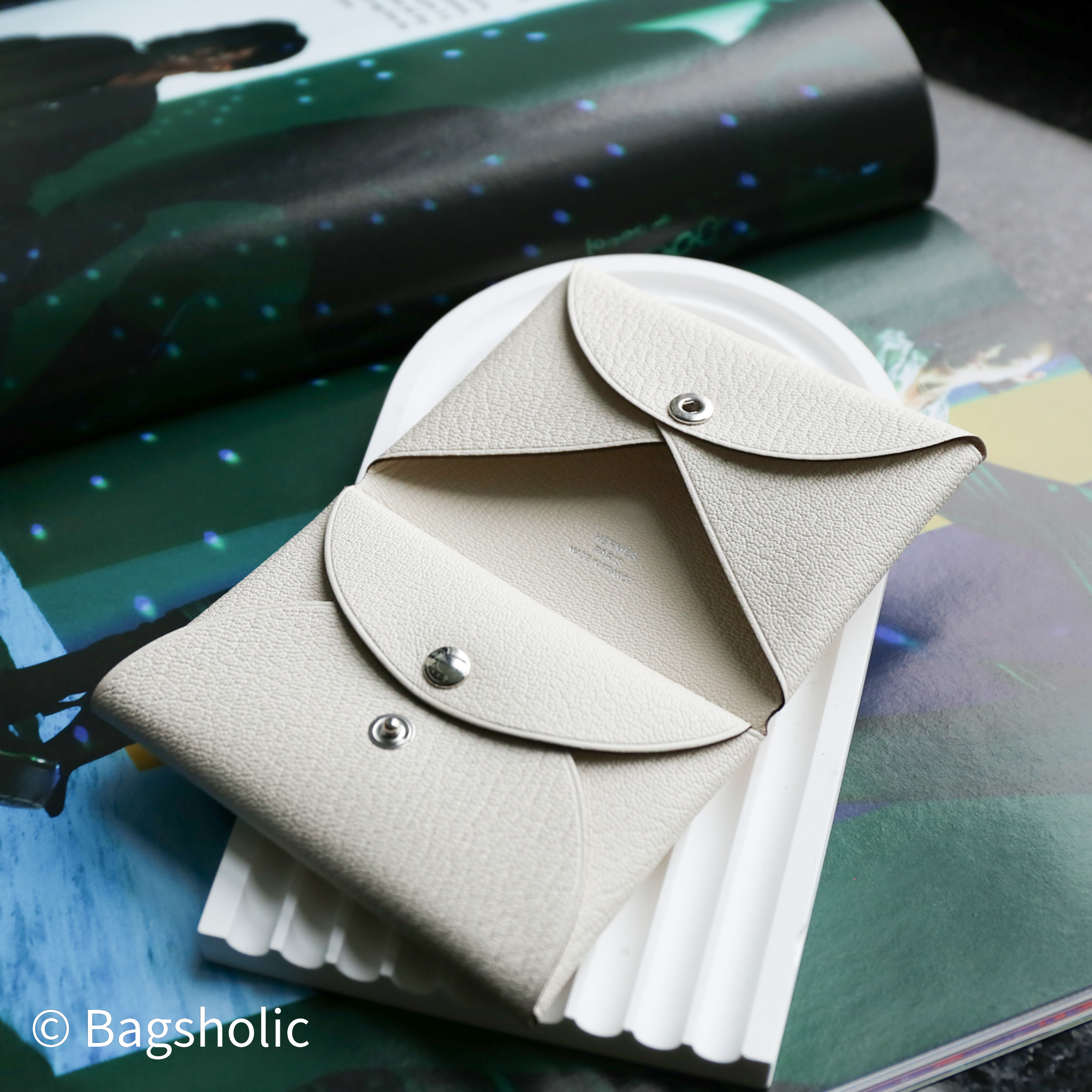 Hermes Calvi CardHolder Duo (Chevre Mysore leather Nata Color)