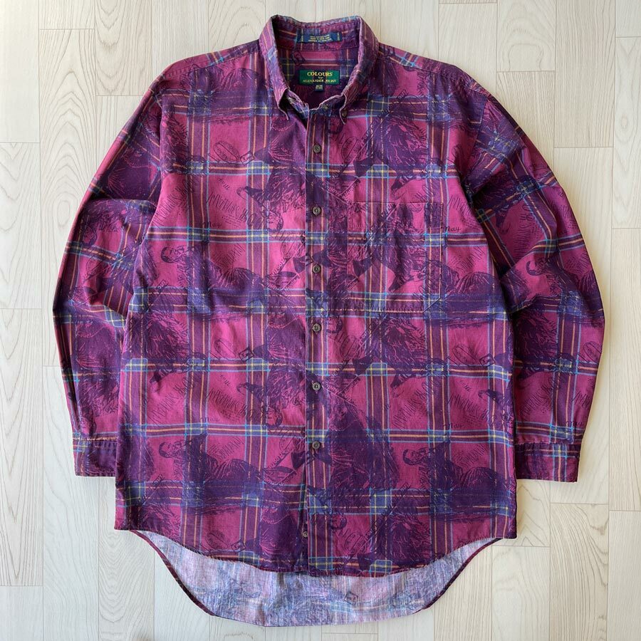 COLOURS香港製紫紅色格紋襯衣
