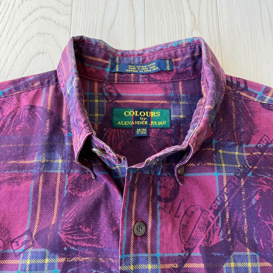 COLOURS香港製紫紅色格紋襯衣