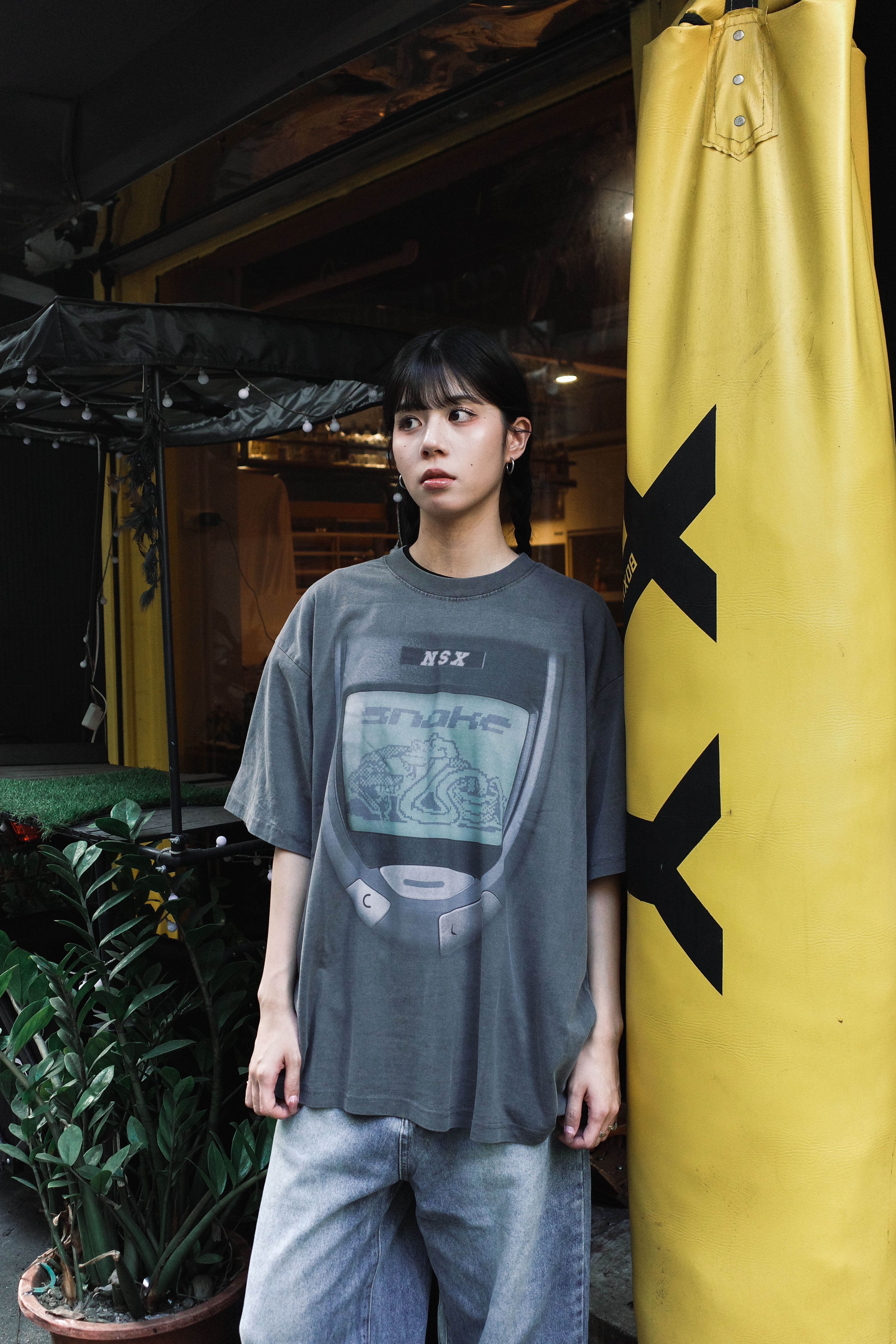 『Always_Good』復古 像素貪食蛇 印花 水洗 短版 短T