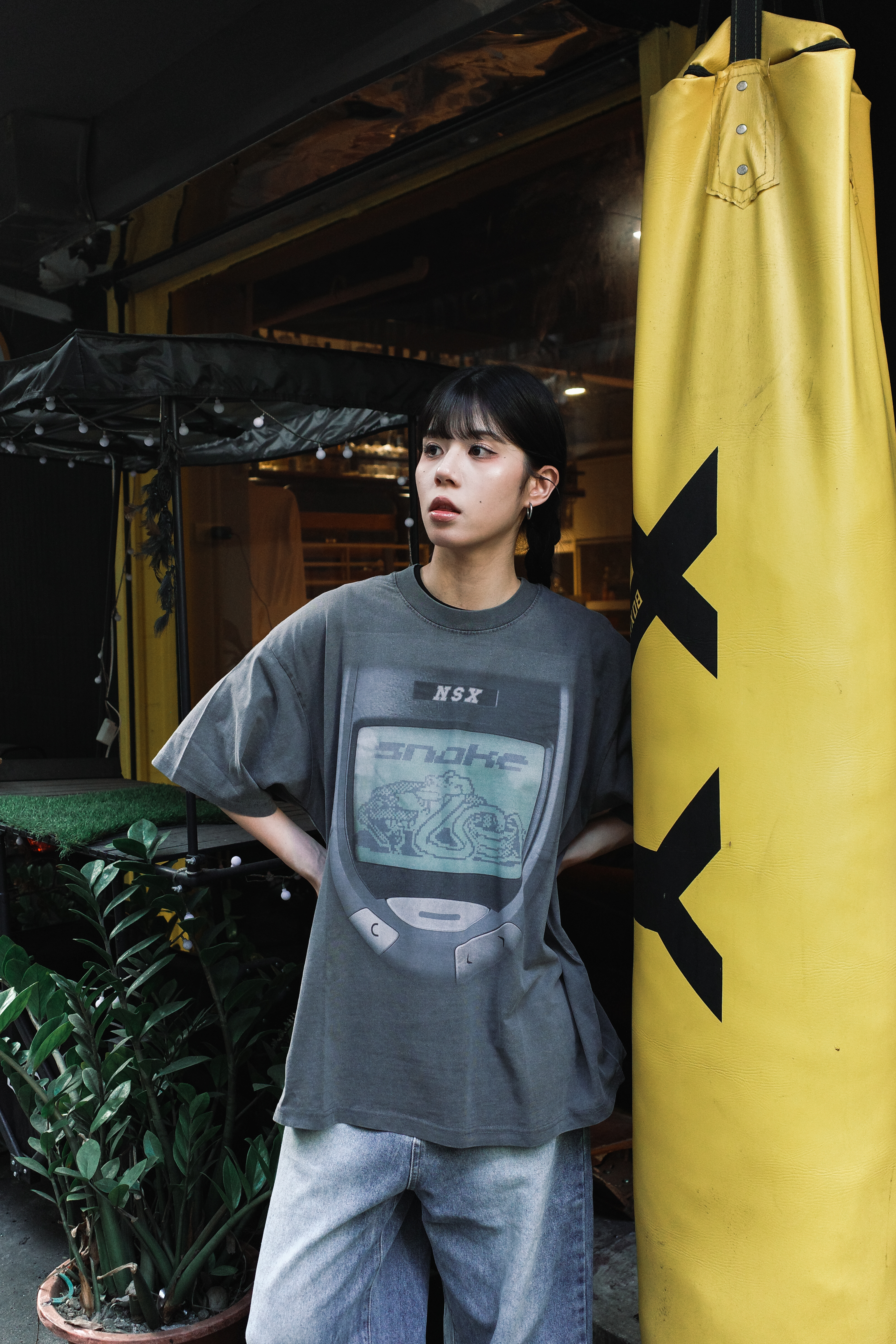 『Always_Good』復古 像素貪食蛇 印花 水洗 短版 短T