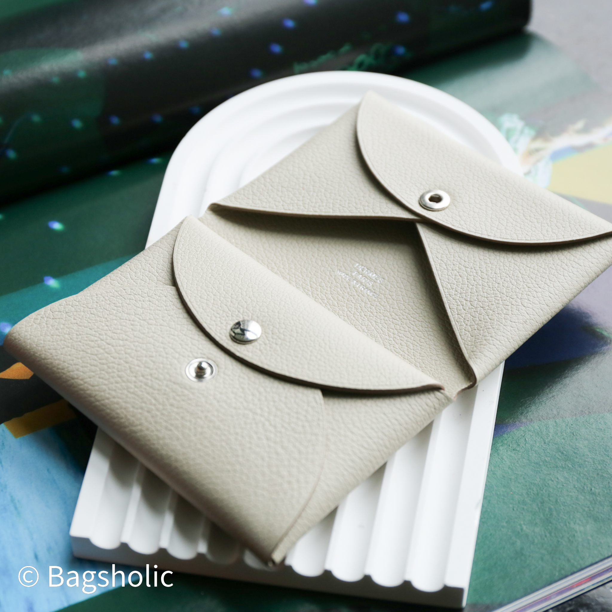 Hermes Calvi CardHolder Duo (Evercolor leather Beton Color)