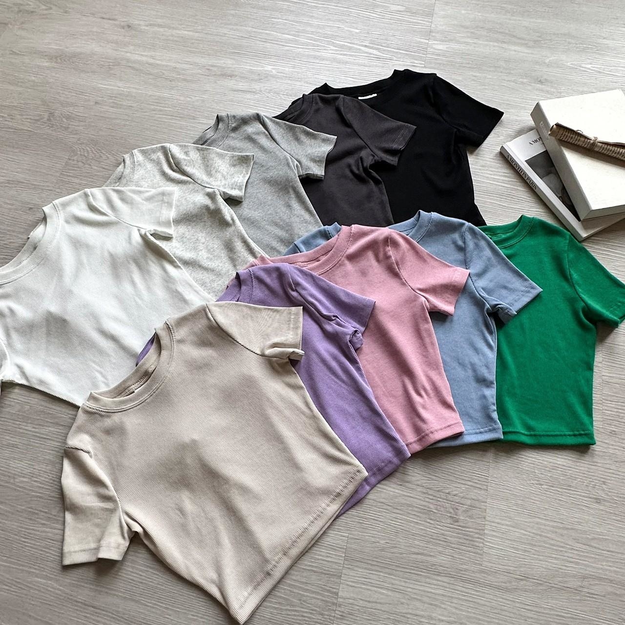 韓國短袖 螺紋彈力短T 短版 女裝 80392