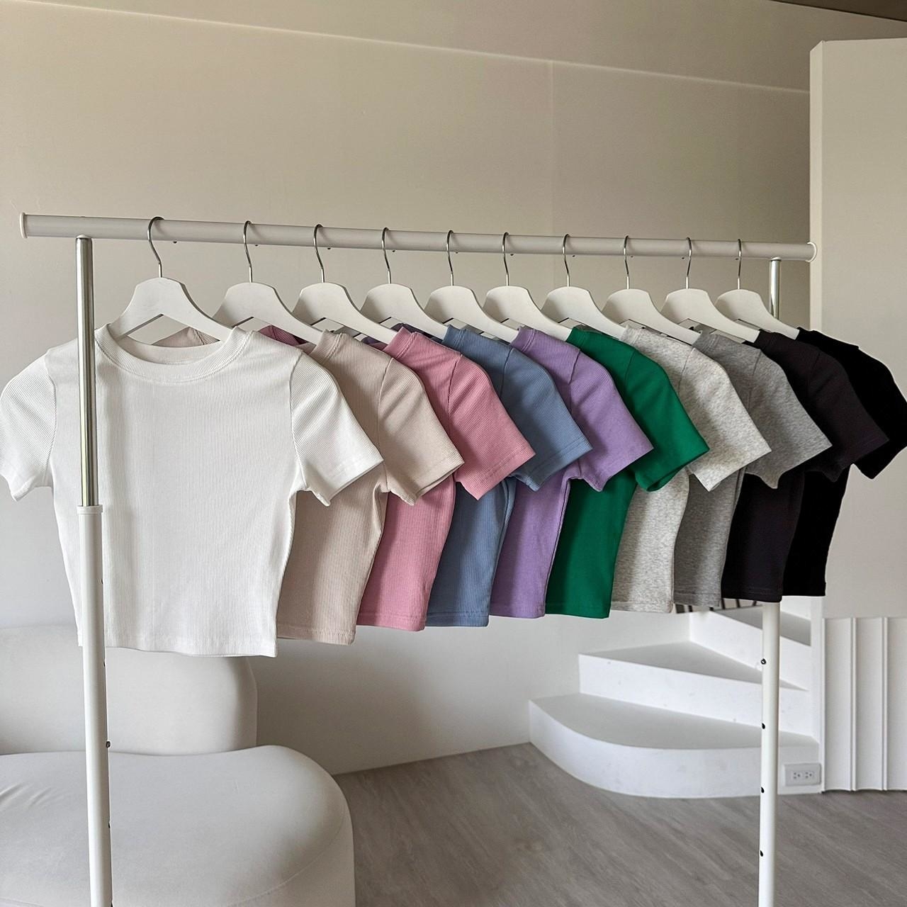 韓國短袖 螺紋彈力短T 短版 女裝 80392