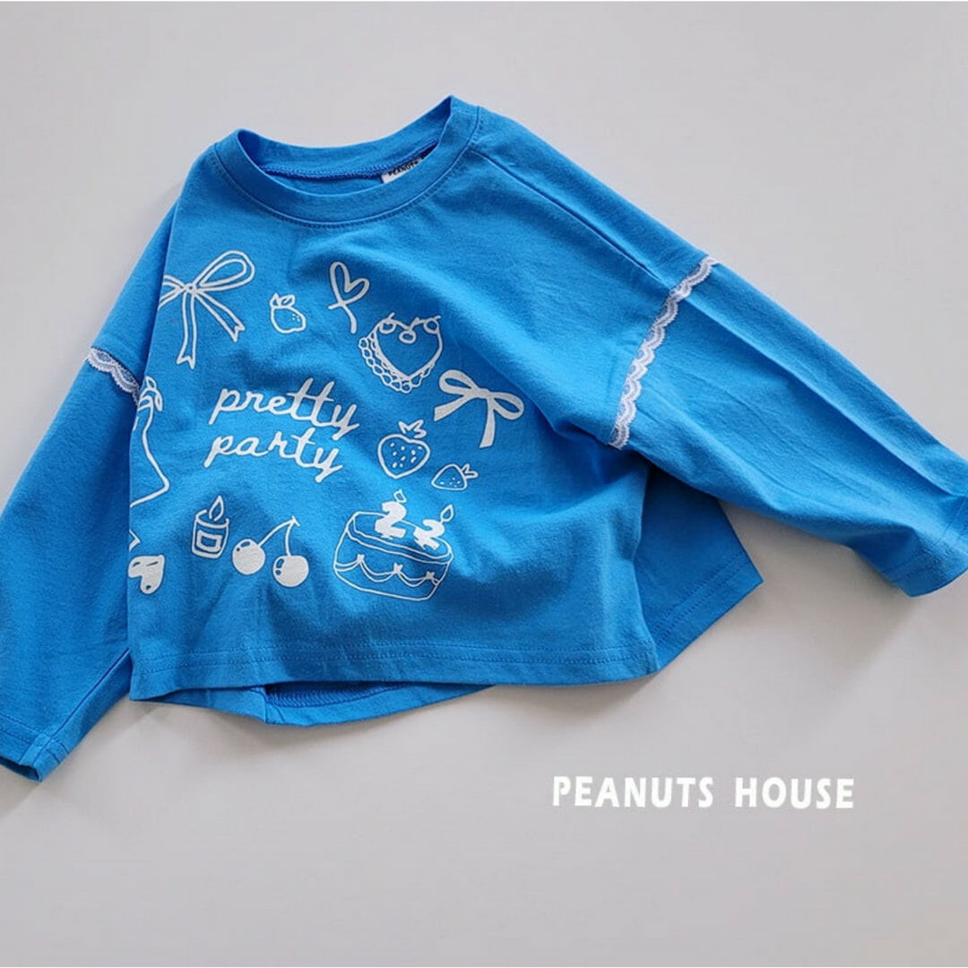 韓國 Peanuts - 25春 短版蕾絲袖午茶上衣