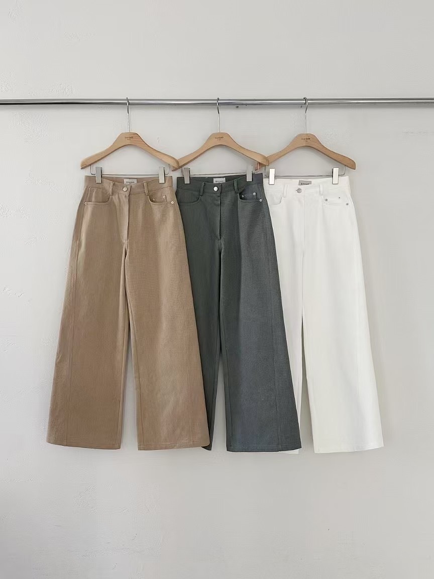 正韓質感純色落地休閒褲