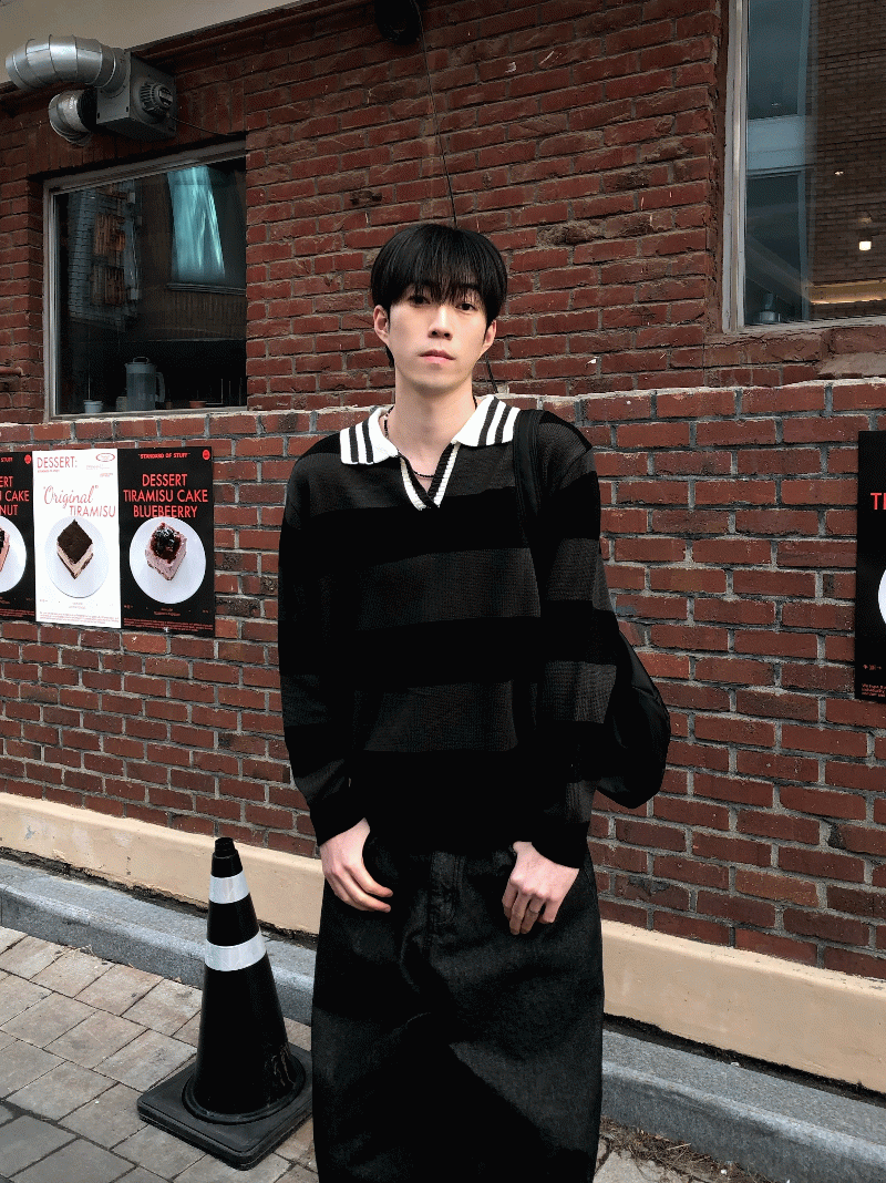 海軍條紋領針織衫