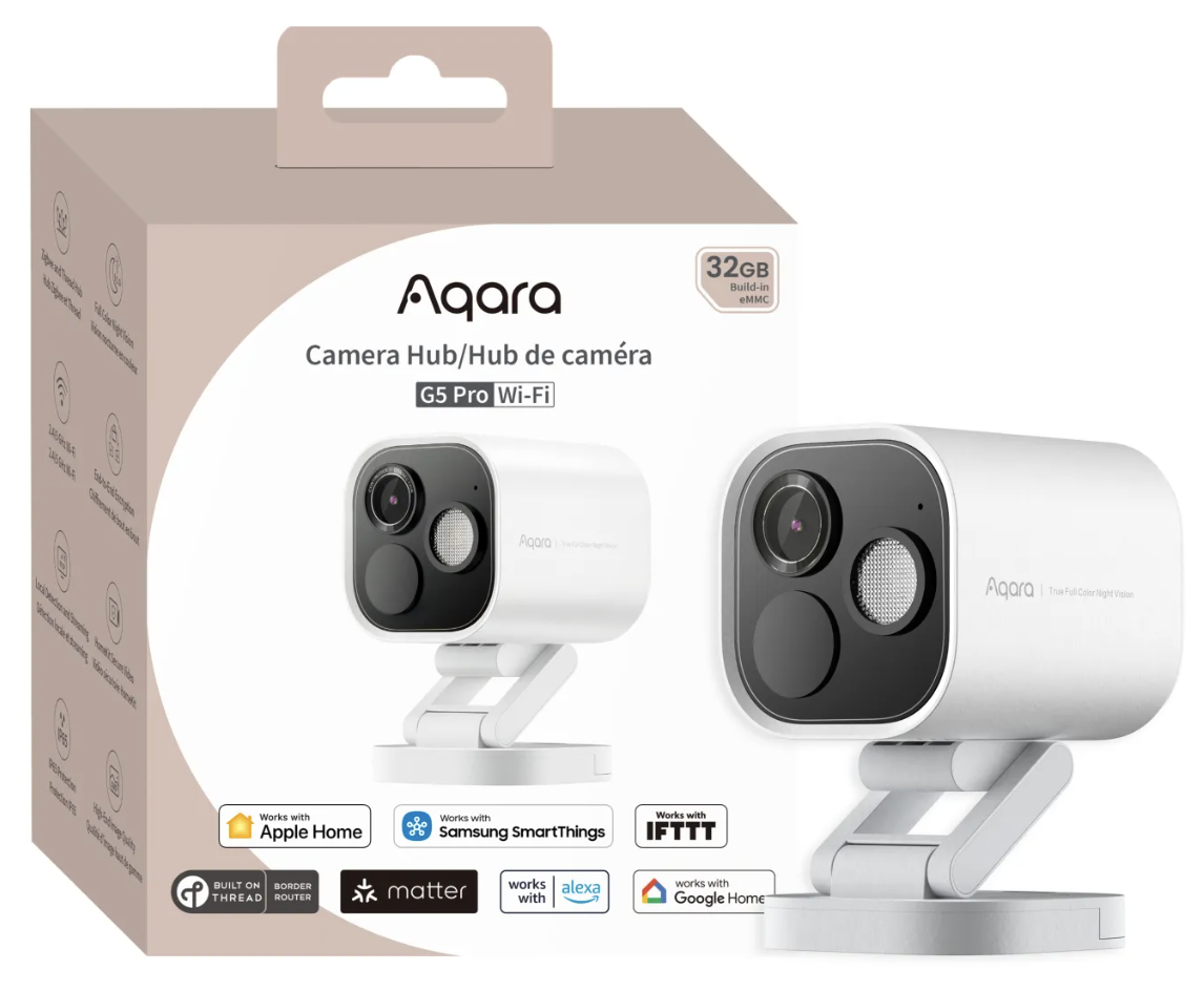 Aqara G5 Pro 智能全彩夜視錄影機及網關 (PoE / Wi-Fi - 32GB) (White)
