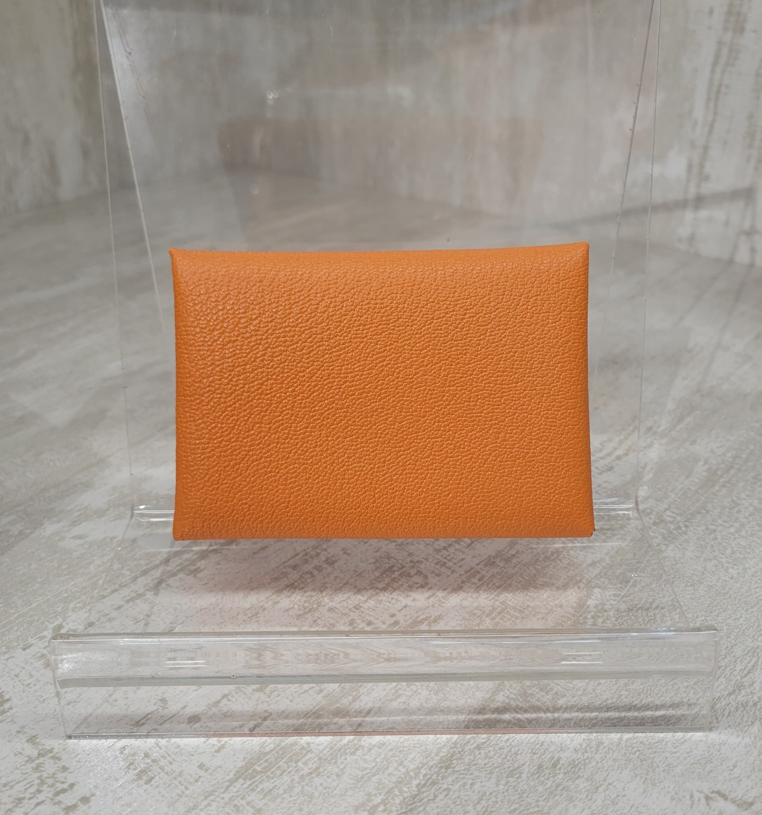 HERMES CALVI DUO ORANGE Mysore 橙色山羊皮