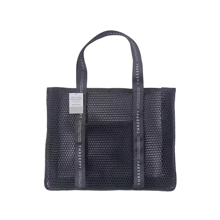TP 附口袋網布手提袋/黑