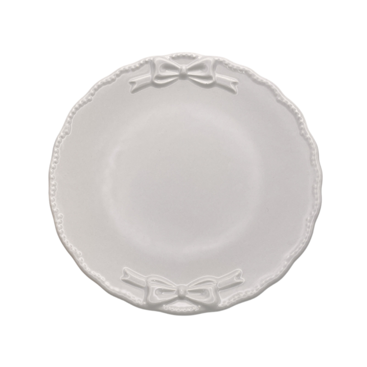 TP 蝴蝶結邊造型餐盤/灰 約15cm