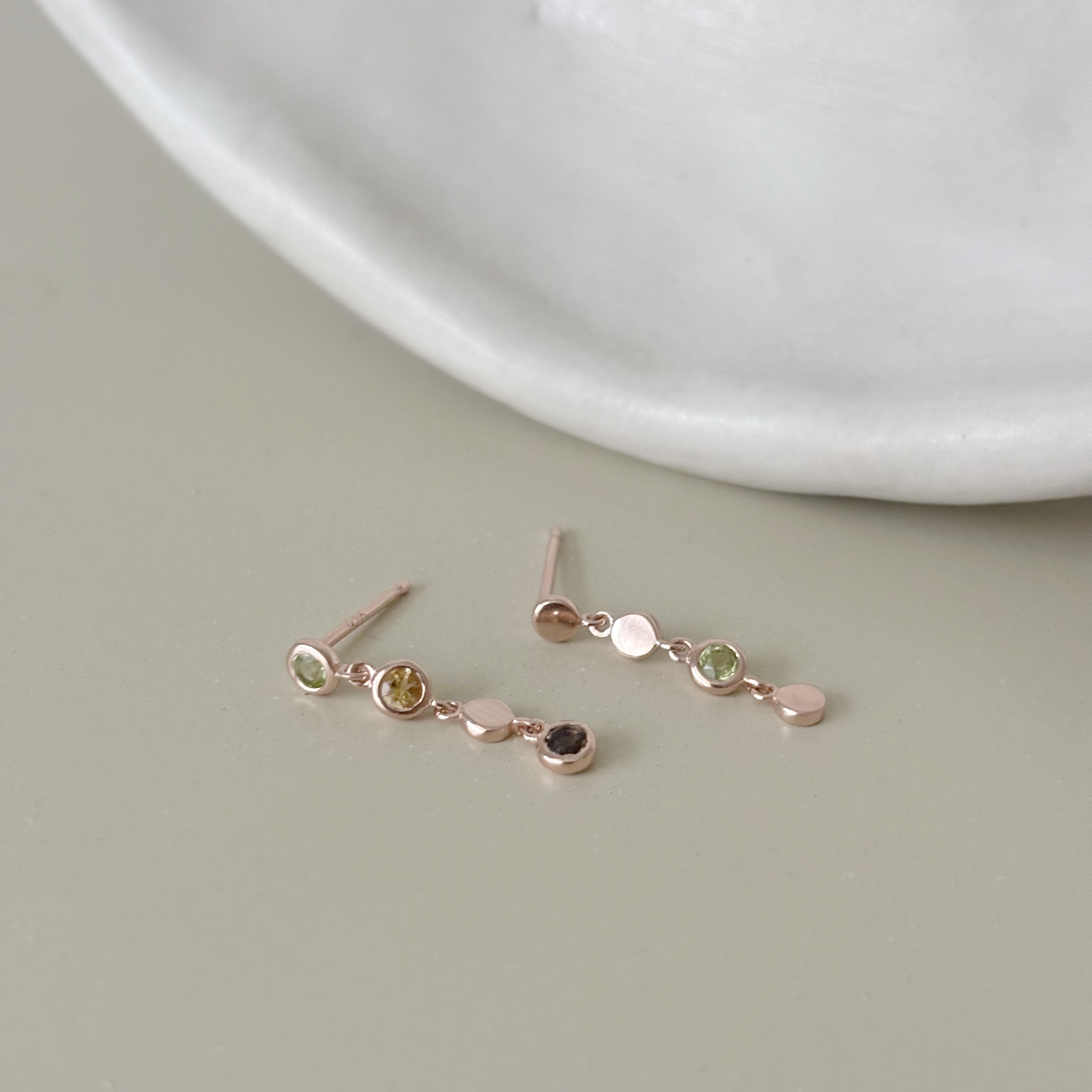 HaloFlow黃茶水晶耳環