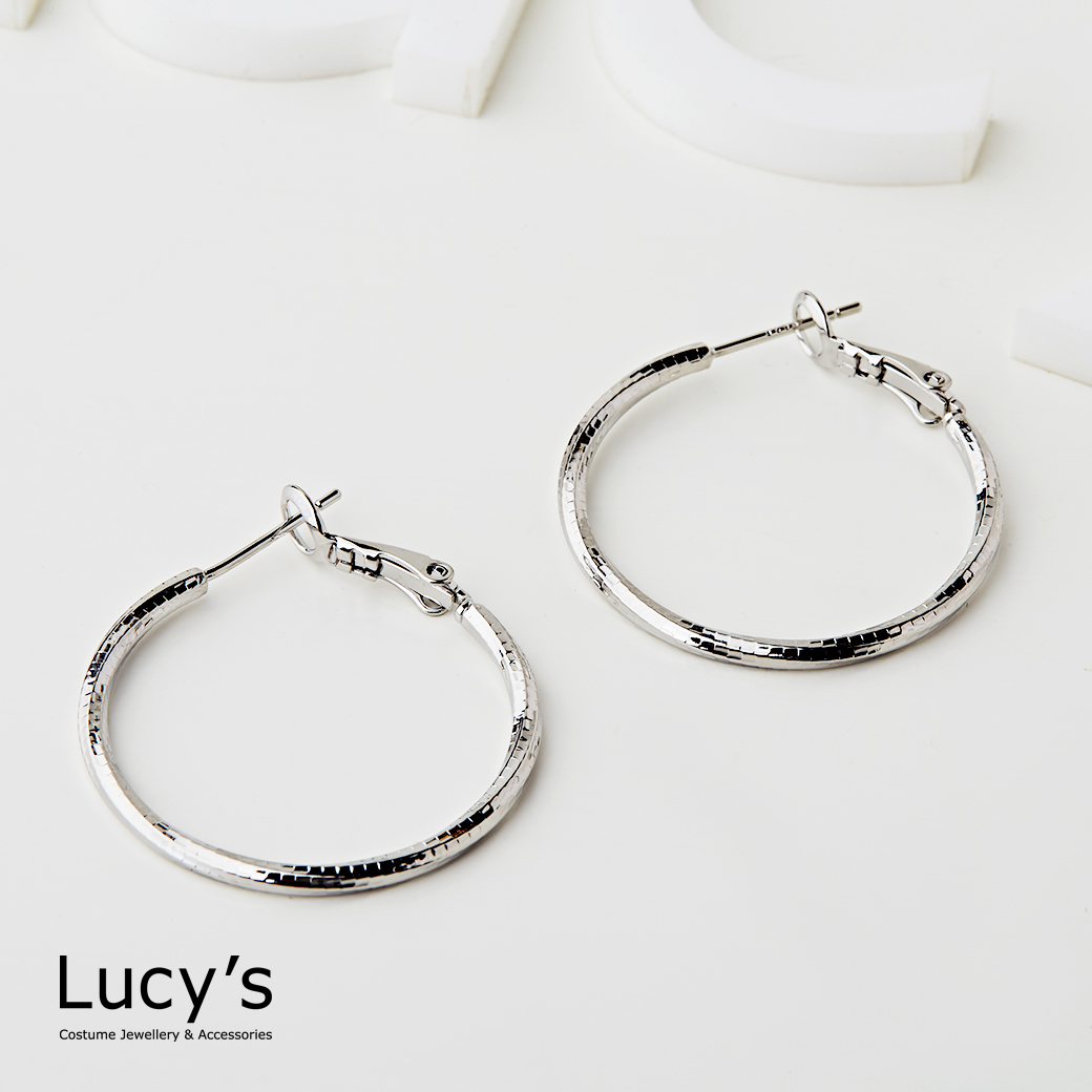 絲紋 圈型耳環 (二色) (121263/121264)