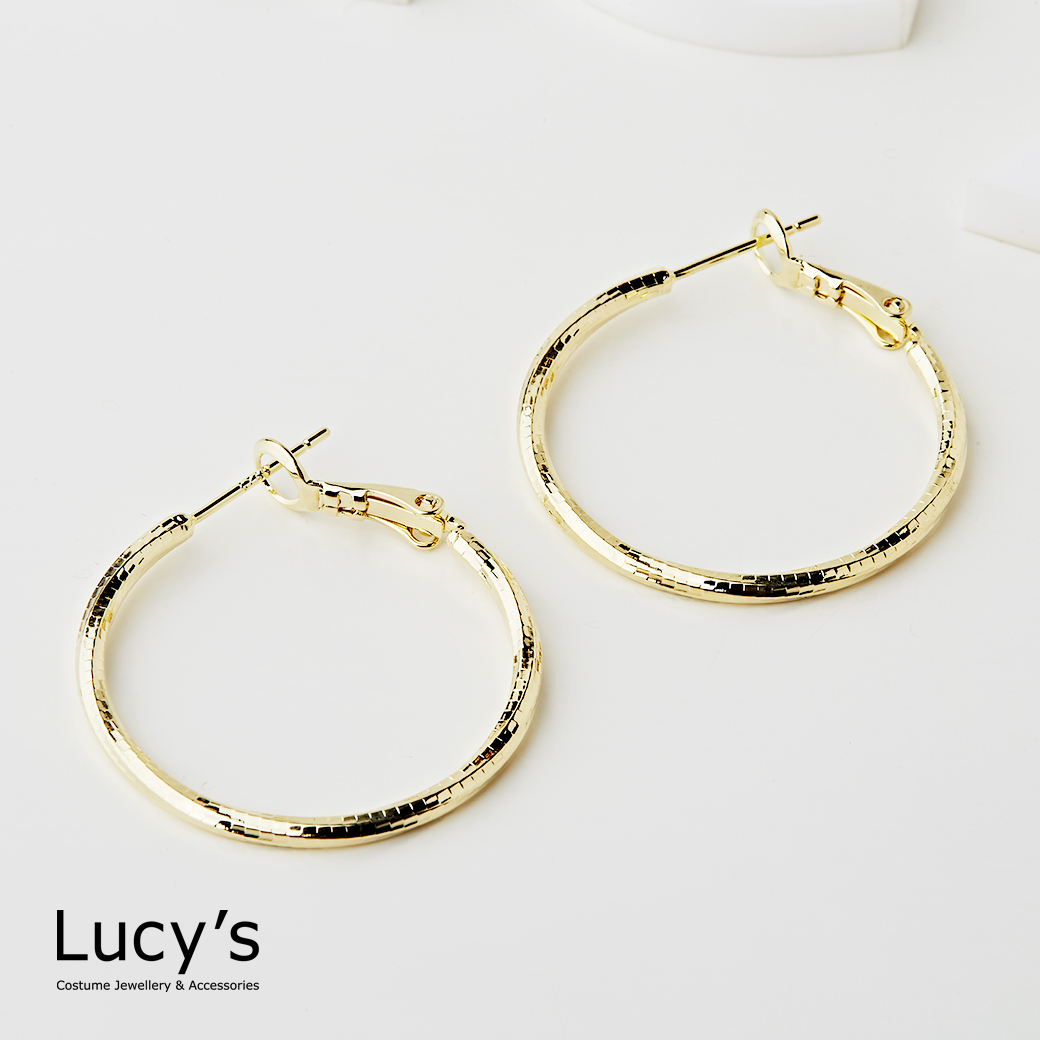 絲紋 圈型耳環 (二色) (121263/121264)