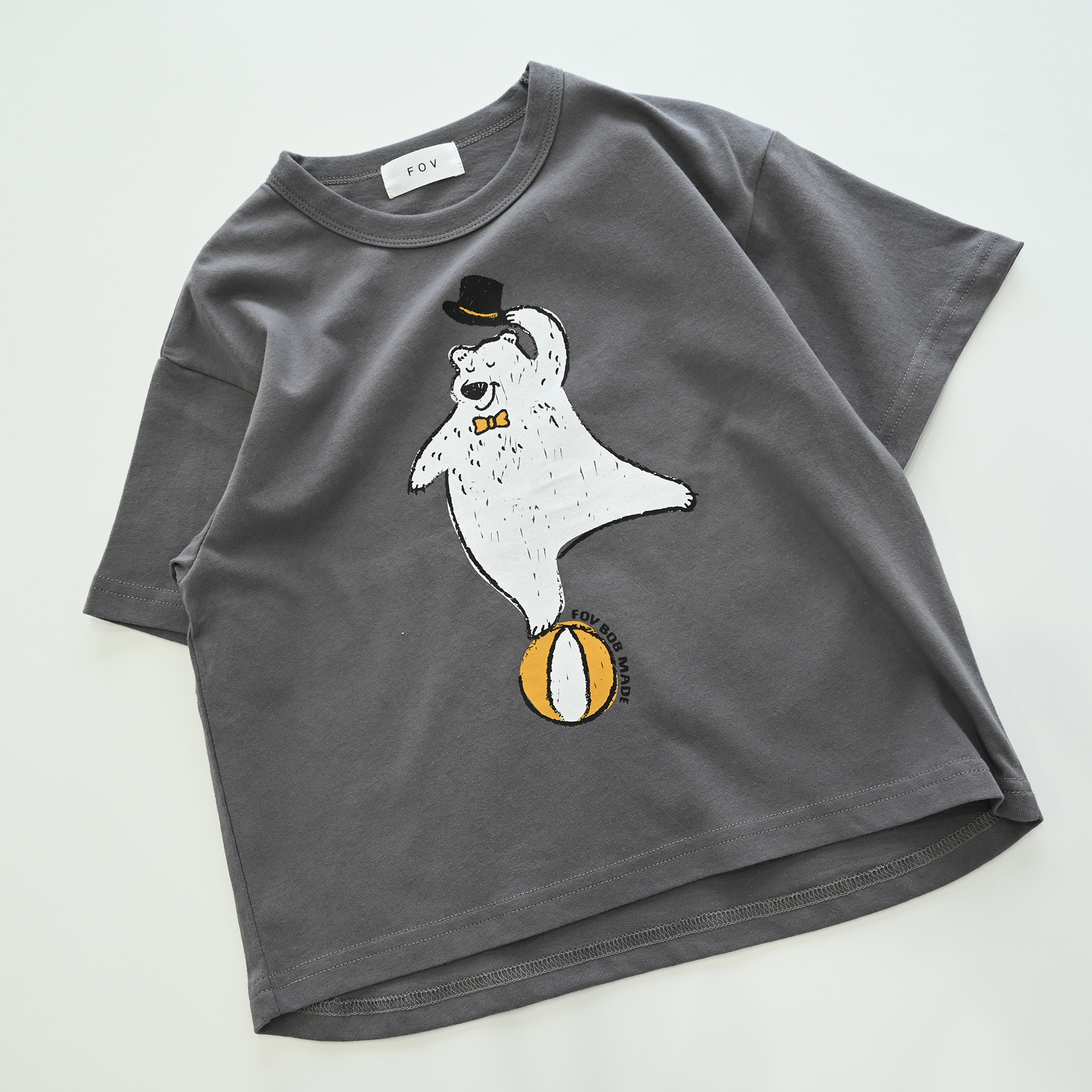 日本 FOV - BOB 北極熊耍馬戲 天竺棉 短袖上衣 (炭灰色，110-120) 625484