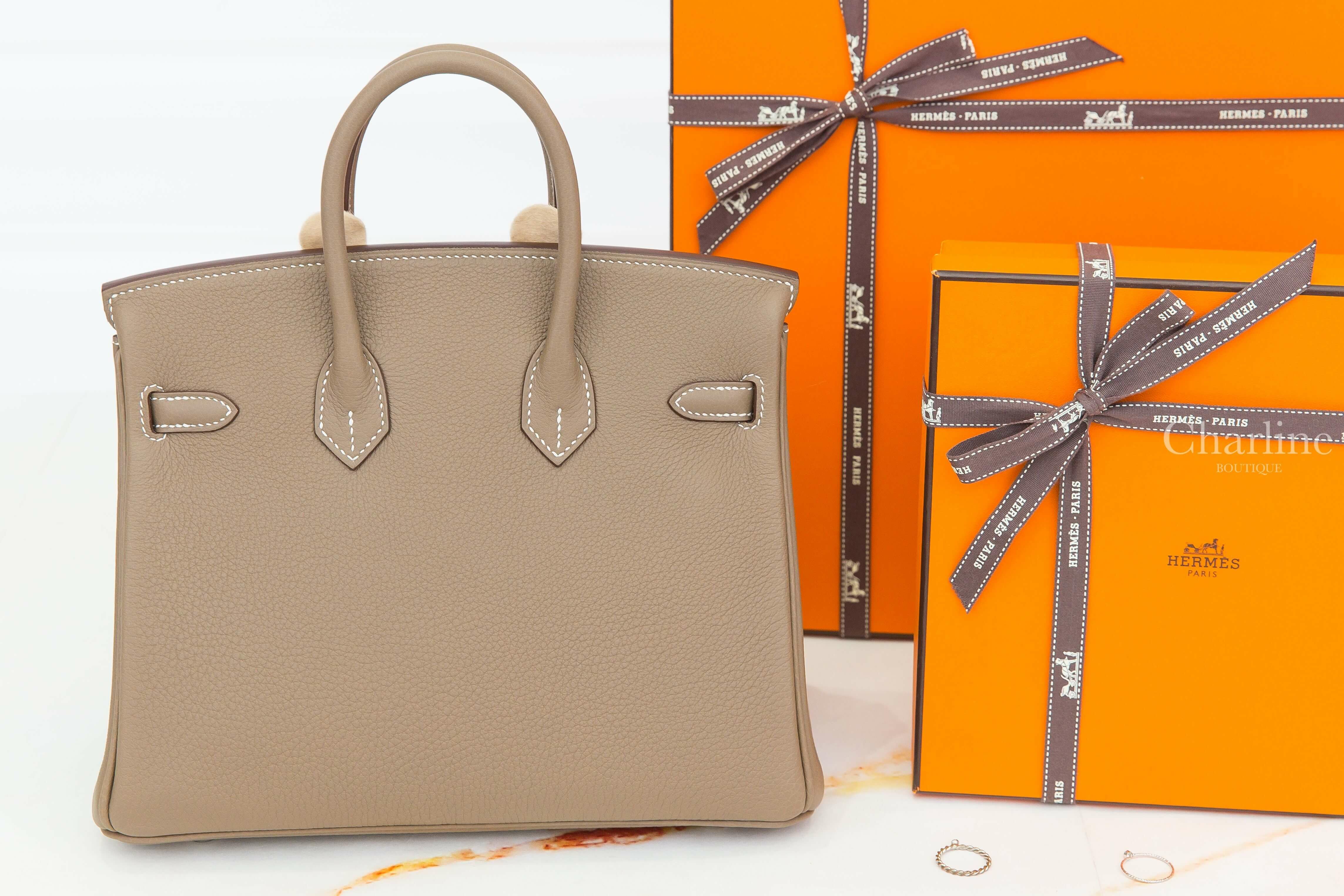 Hermès Birkin 25cm 18 Etoupe Togo 大象灰銀釦鉑金包-Charline Boutique 精品代購