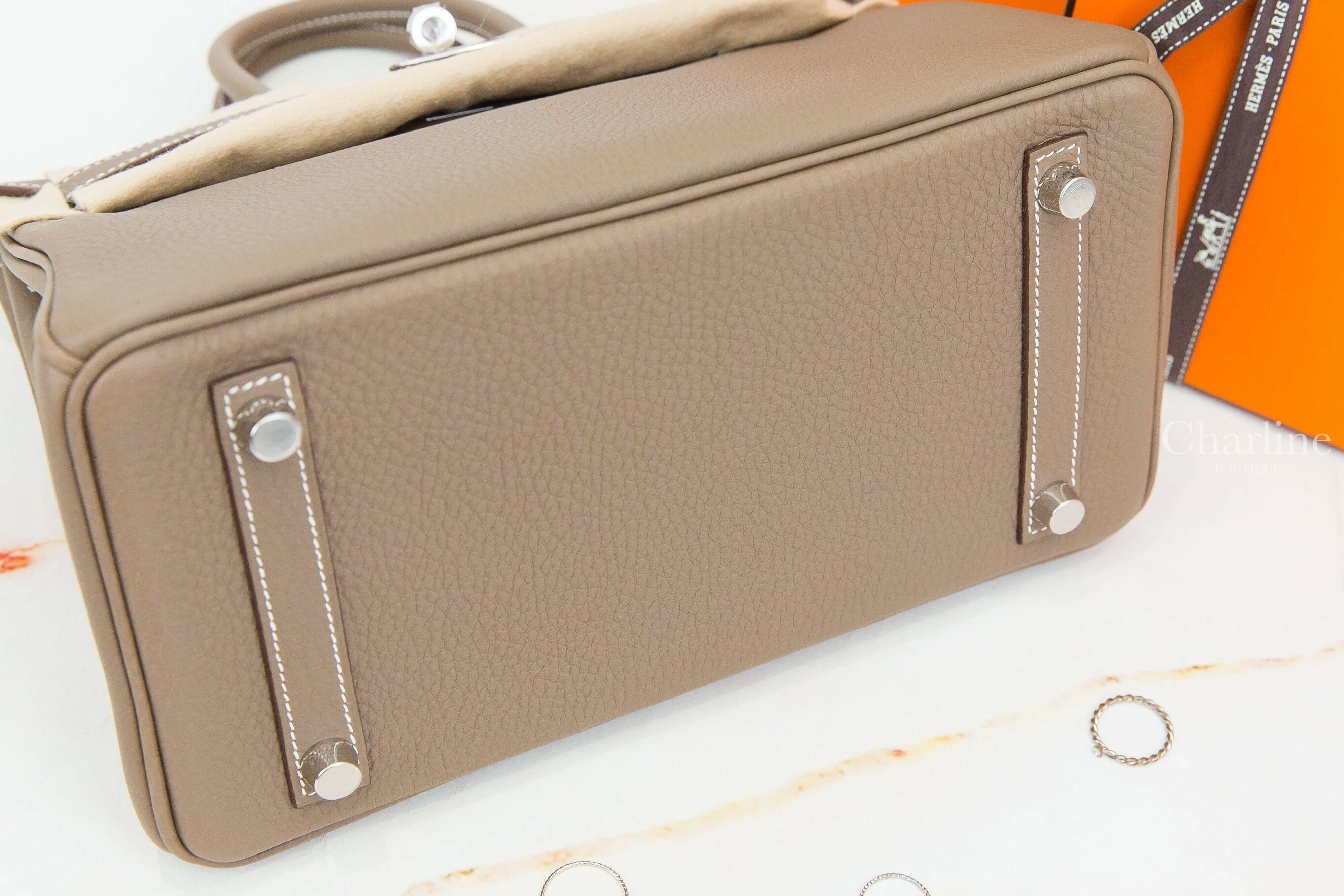 Hermès Birkin 25cm 18 Etoupe Togo 大象灰銀釦鉑金包-Charline Boutique 精品代購